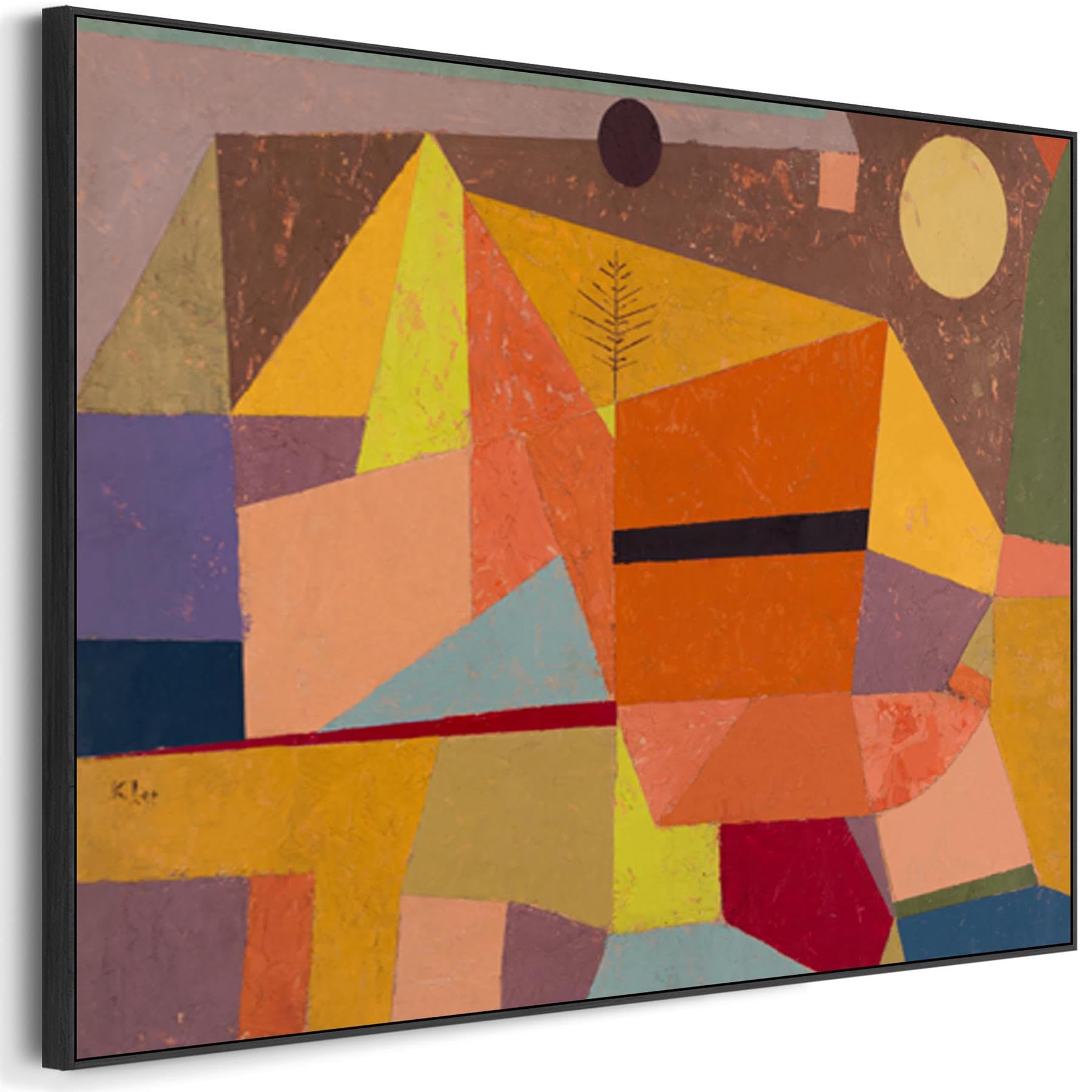 Wallfillers Large Colourful Abstract Wall Art Framed Canvas Print Paul Klee Joyful Mountain Landscape Painting (153cm x 97cm)