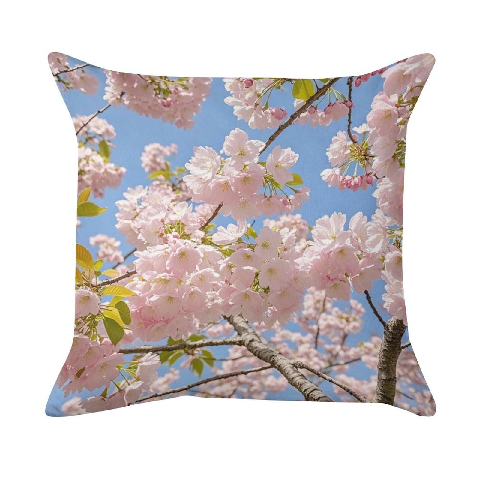 FekiLoot Cherry Blossom Pillow Covers Luxury Velvet Square Pillowcases Throw Pillows Case with Invisible Zipper Decorative Velvet Cushion Covers Ultra Soft Lumbar Pillow Shells