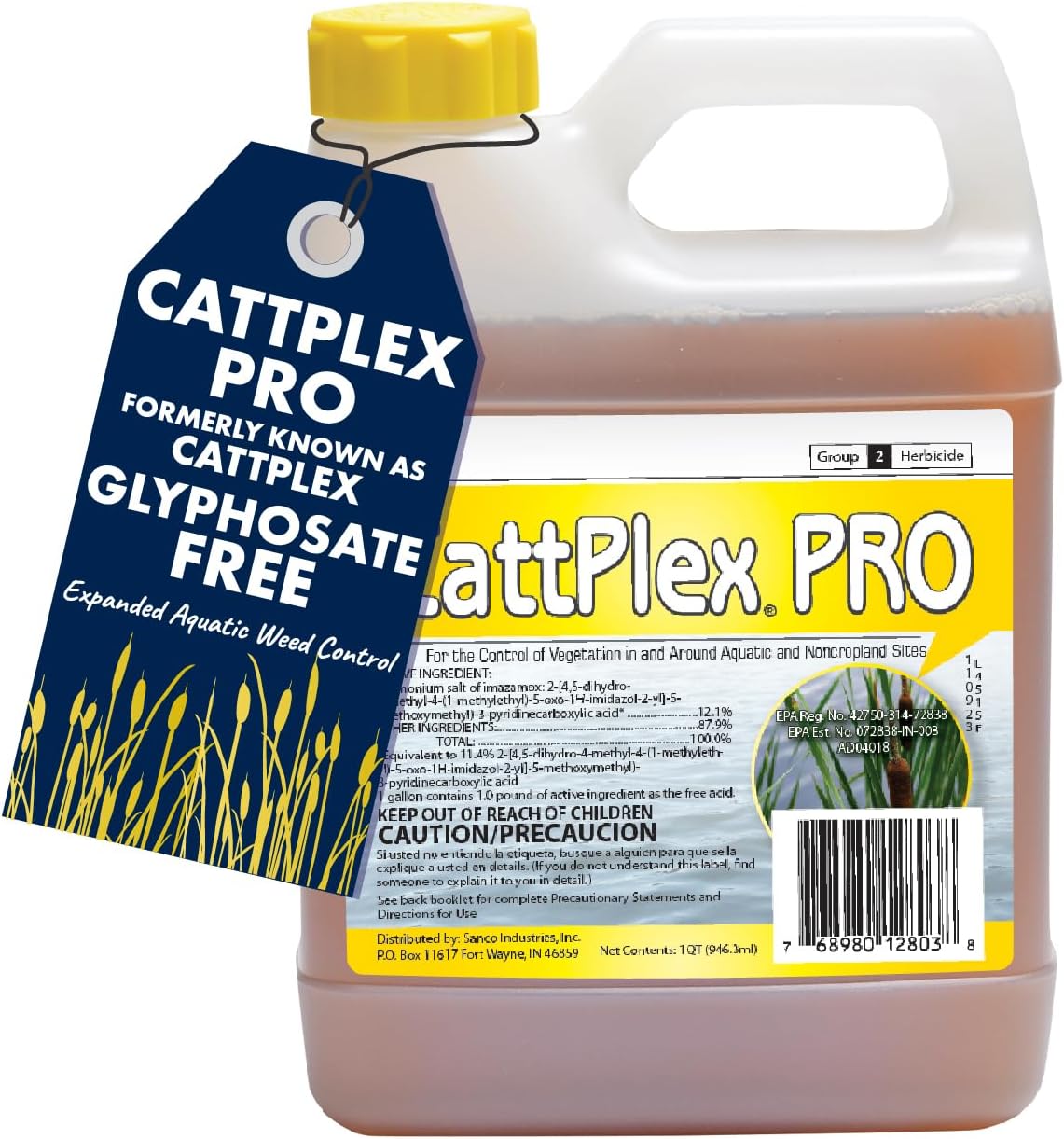 CattPlex Pro - Aquatic Herbicide - Kills Cattails, Water Lilies, Grasses & More - Quart (32 Ounces)