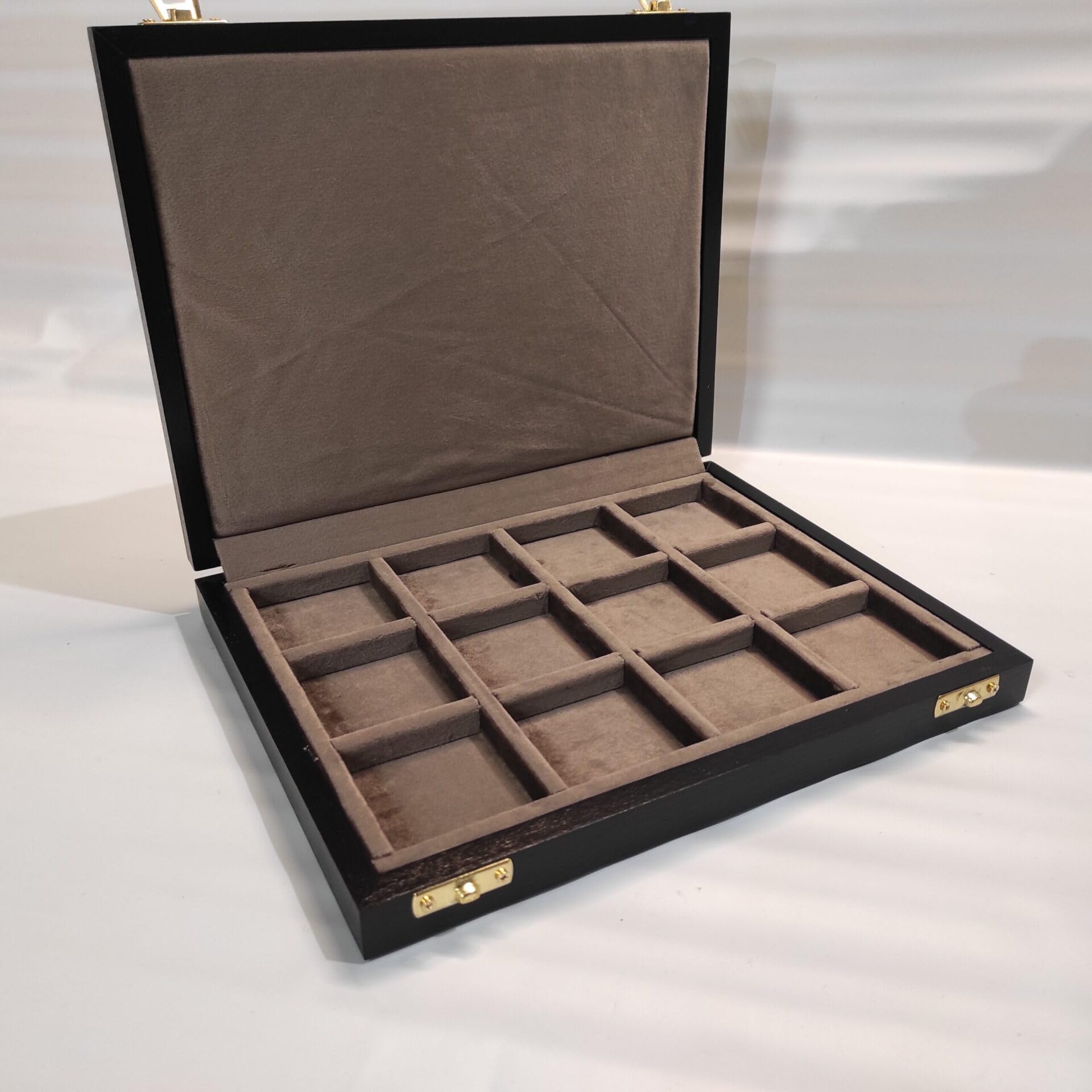 Vitrina de Madera con Forro de Terciopelo, Estuche Artesanal para Colección de Monedas y Medallas, Caja Expositora para Coleccionistas, Hecho a Mano en Italia