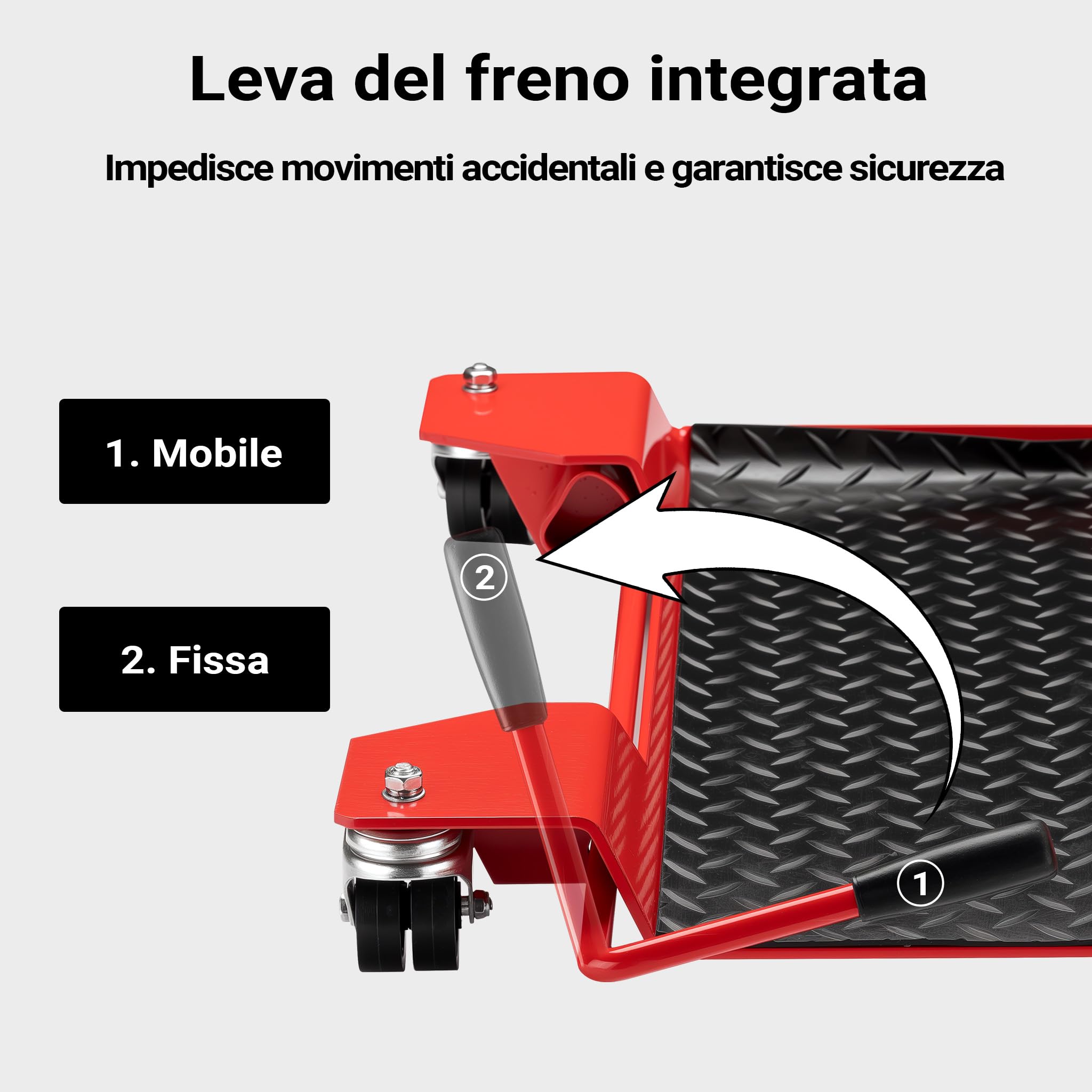 Carrello sposta moto Ausilio di manovra per moto scooter Pedana 60x42x7,5cm Max 250kg