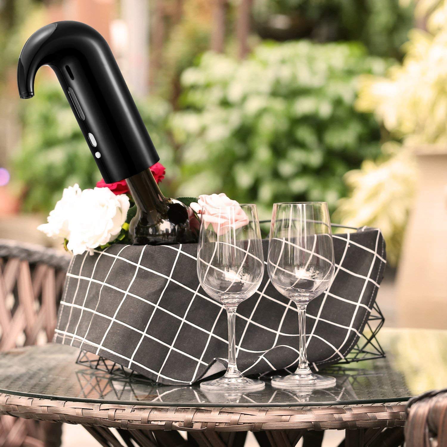 Aérateur de vin électrique avec bec verseur, décanteur à vin portable à une touche et distributeur de vin pour vin rouge et blanc - Distributeur automatique de vin - Verseur rechargeable par USB