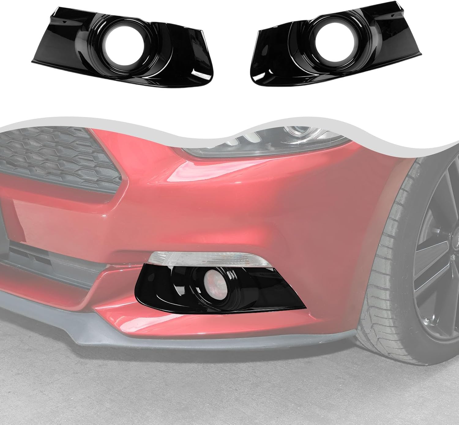 Front Bumper Fog Lamp Covers Trim Bezel Smoked Front Fog Light Lamps Cover Trim Fog Light Bezel Trim Compatible with Mustan 2015-2017 Exterior Accessories ABS(2Pcs/Set)