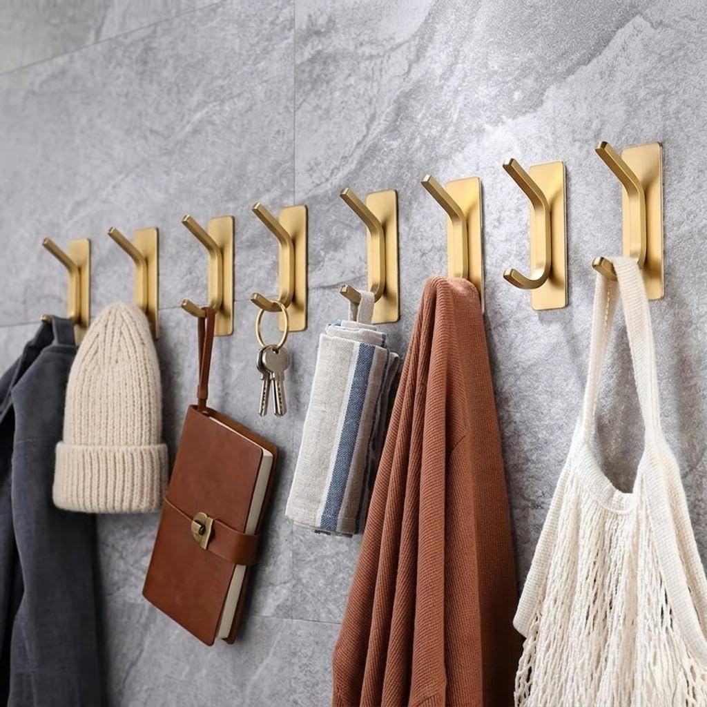 Stainless Steel Wall Hooks - No Drill, Heavy Duty -11 Stainless Steel Wall Hooks - No Drill, Heavy Duty -11