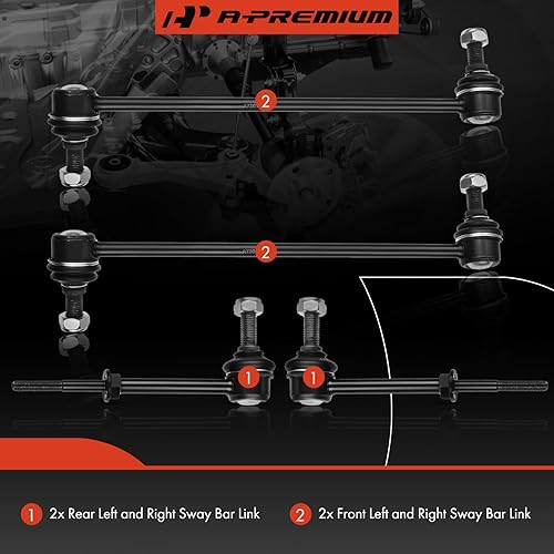 Miniatura 3 de A-Premium Juego de 4 eslabones de barra estabilizadora delantera y trasera, compatible con Chevrolet Equinox 2008-2017, GMC Terrain 2010-2017,