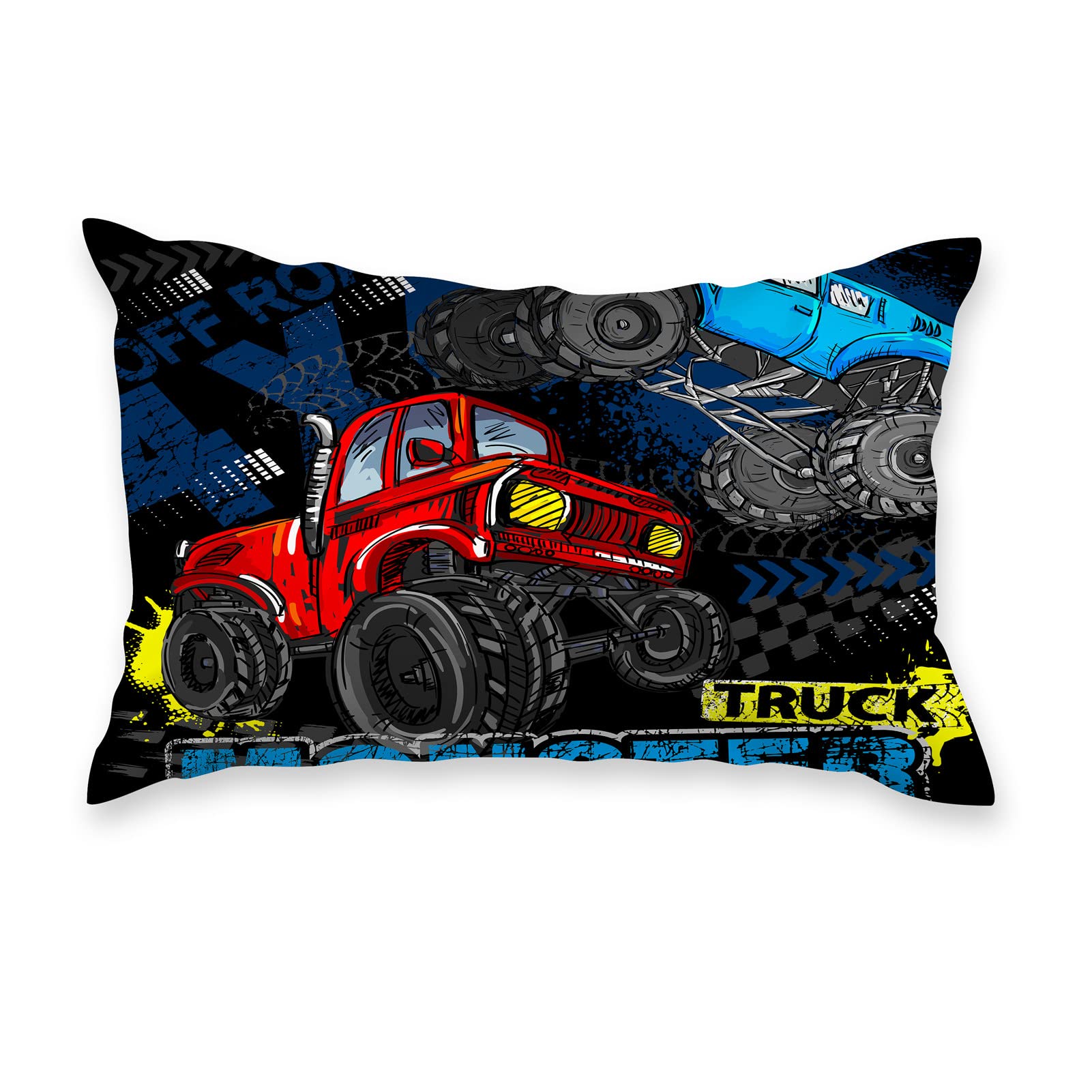 YUANZU Truck Duvet Cover Set Single for Kids Boys Teens Comforter Bedding Set 2 Pieces Blue Red Monster Truck Printed Soft Microfiber Quilt Cover with Zipper Closure (135x200cm & 1Pillowcase) - Image 3