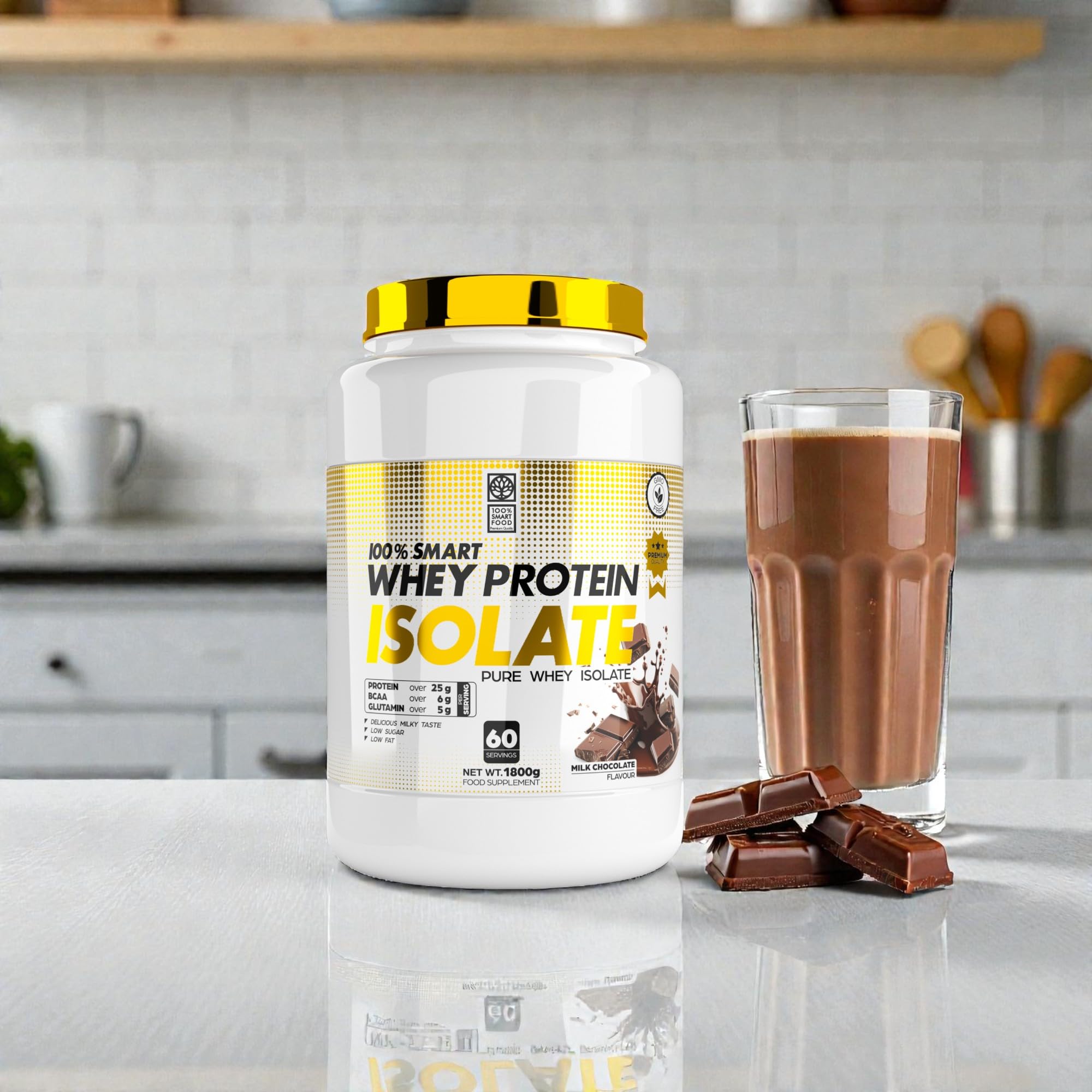 100 % Smart Whey Protein Isolate – 1800 g (1800, chocolat au lait entier)