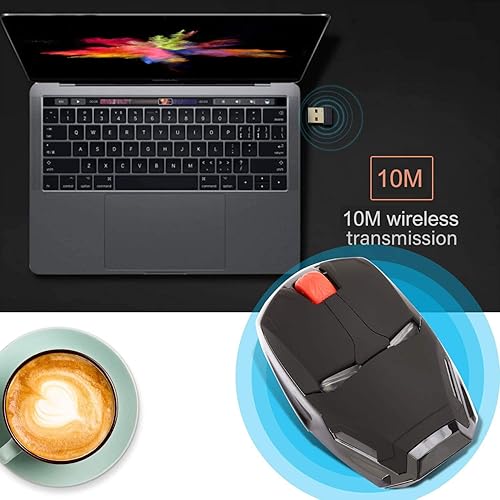 Miniatura 4 de Iron Man Mouse inalámbrico 2.4G Computadora móvil portátil Clic Ratones ópticos silenciosos con receptor USB para computadora portátil, portátil,