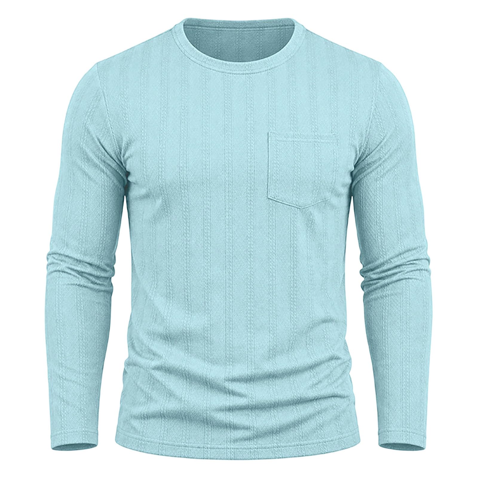 T-Shirt Homme Manches Longues col Rond avec Poche plaquée, Coton côtelé texturé de qualité, Coupe régulière ajustée et Respirante, idéal pour Un Usage Quotidien