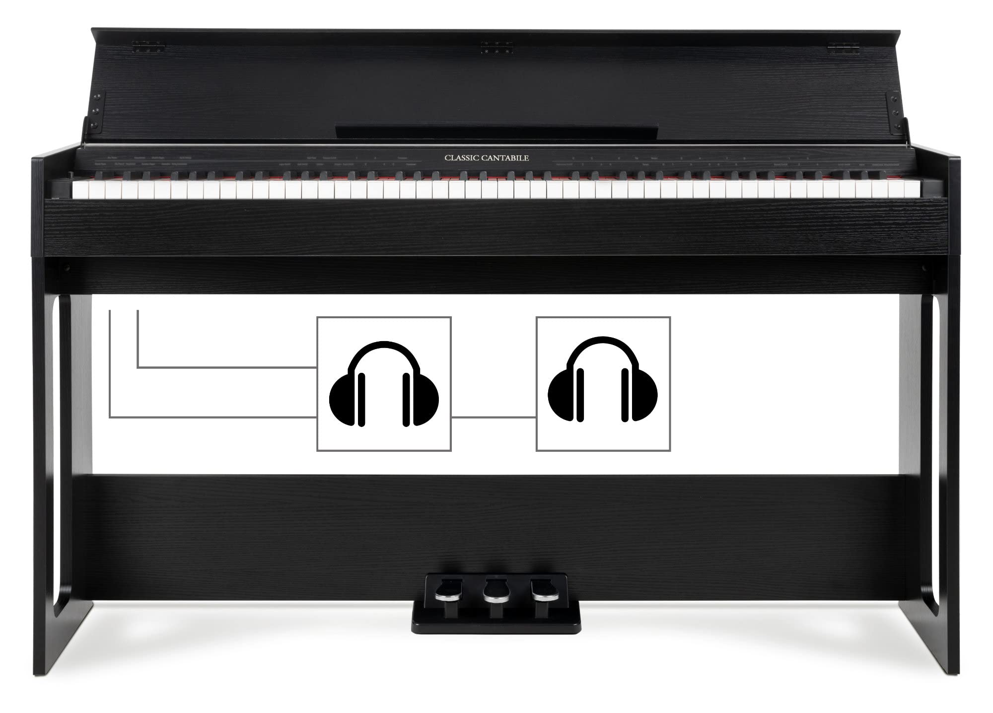 Classic Cantabile DP-S1 SM E-Piano Schwarz matt Set, Digitalpiano | 88 gewichtete Tasten mit Hammermechanik, 64-fache Polyphonie, Anschlagsdynamik in 5 Stufen einstellbar, 1 interner Demo-Song