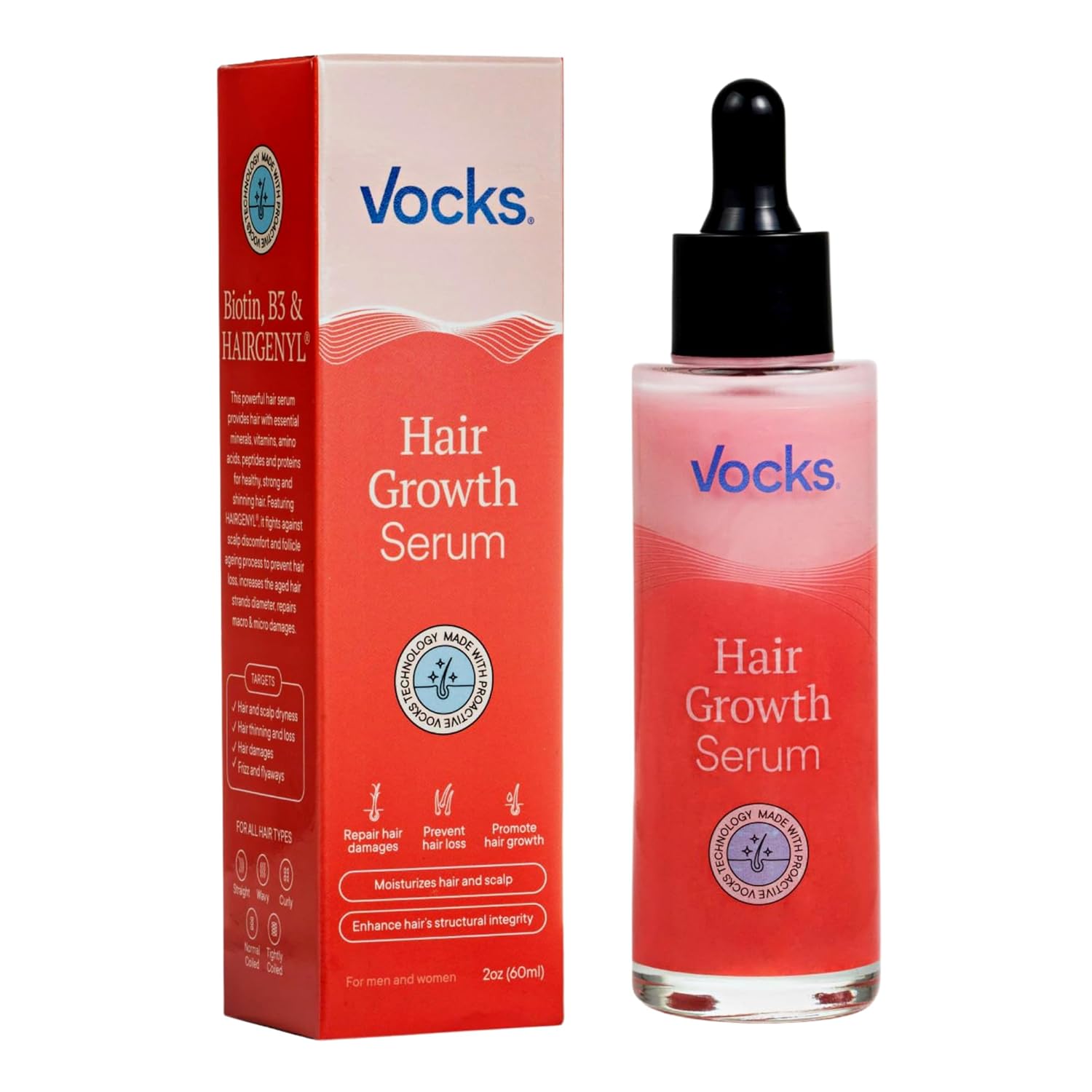 Vocks Hair growth serum for woman and men – Anti Thinning and Hair Loss Treatment – Hair regrowth Treatment – 2oz (One Month Supply) Vocks Hair growth serum for woman and men – Anti Thinning and Hair Loss Treatment – Hair regrowth Treatment – 2oz (One Month Supply)
