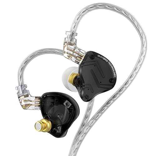 KZ ZS10 Pro X in Ear Monitor Headphone, Upgraded 4BA 1DD KZ Headphone Multi Driver in Ear IEM Earphone with Detachable Silver-Plated 0.75mm 2Pin Cable inears for Audiophile(Dark,No Mic)…