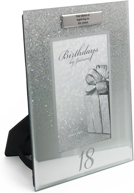 ukgiftstoreonline Personalised 18th Birthday Photo Frame Silver Glitter Gift