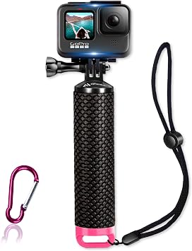 Waterproof Floating Hand Grip Compatible with GoPro Hero 12 11 10 9 8 7 6 5 4 3+ 2 1 Session Black Silver Handler & Handle Mount Accessories Kit for Water Sport and Action Cameras Rose Red