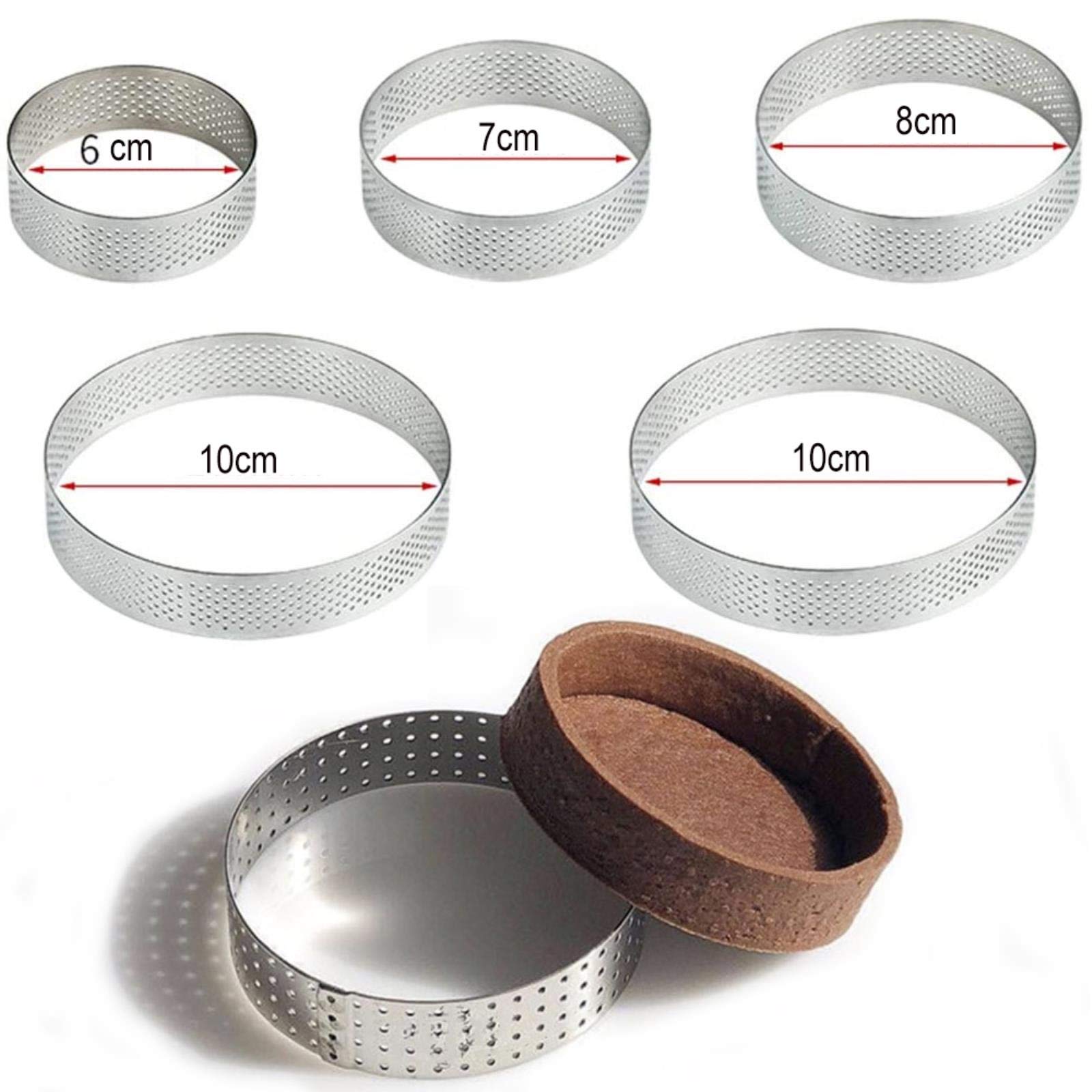 Weixin Anelli Rotondi Per Crostate E Mousse In Acciaio Inox 304, Stampo Da Cottura Per Dessert Francesi, Diametri 6-10cm (2/5/10 Pezzi)