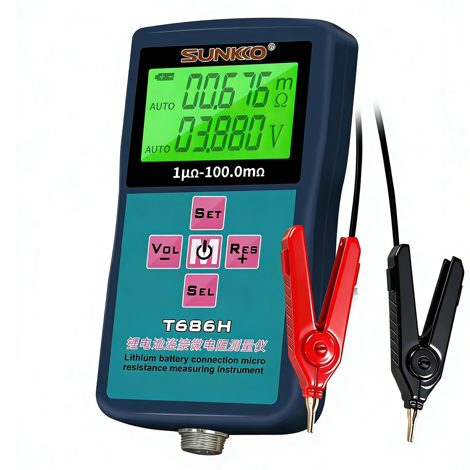 Lithium Battery Connection Micro Resistance Measuring Instrument, DC Voltage Measurement, Static and Dynamic Resistance Test, 1µΩ-100.0mΩ Range, ±0.5% Accuracy, 0.1mV-±100VDC, T686H
