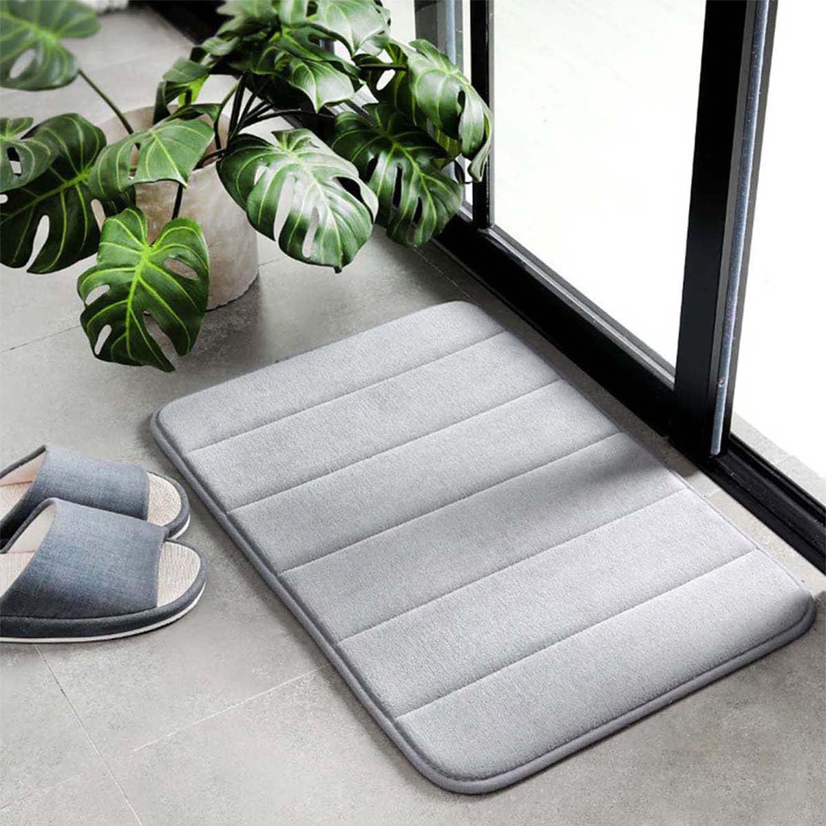 Extra weiche Memory Foam Badematte - Rutschfester, saugfähiger, schnell trocknender Teppich für Haus & Küche 100x200 cm Lila - Bequeme Badezimmer-Bodenmatte