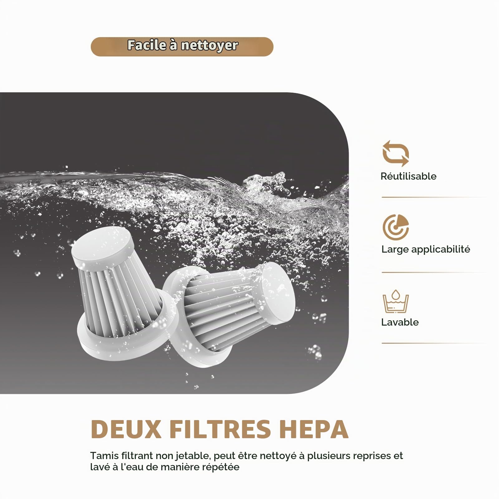 KITBEZN Aspirateur à Main, 27KPA Aspirateur Voiture Puissant | 4-in-1 Mini Aspirateur sans Fil, Aspirateuravec Moteur sans Brosse avec 3 Niveaux pour les Poils D'animaux, Voiture, Maison