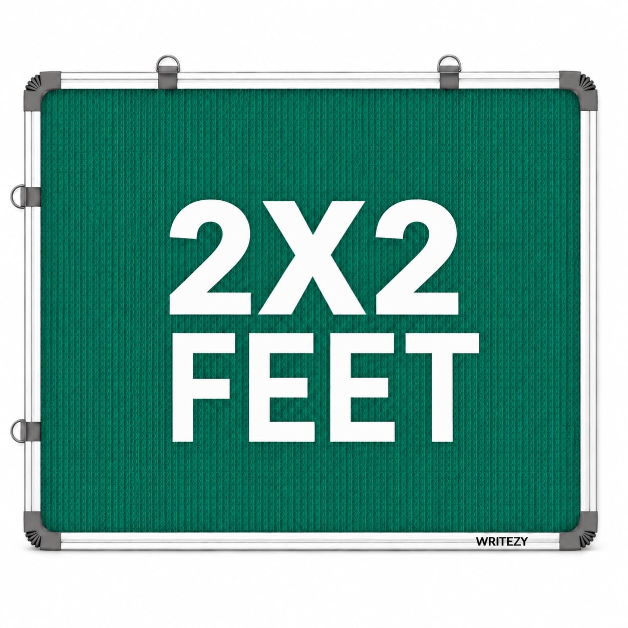 2 x 2 ft notice board (60 x 60 cm) with aluminium frame | wall mounted pin & memo bulletin board | display board for notes, photos, messages & reminders | home, office & school | green