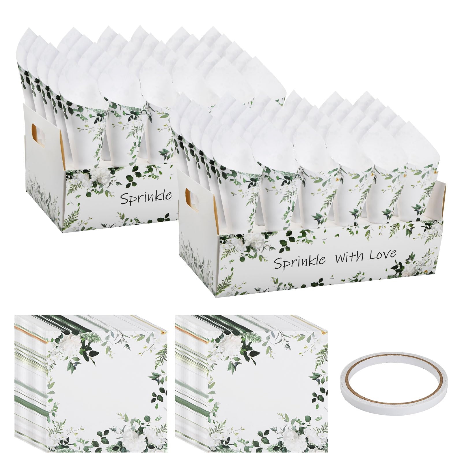 Granvoo Conos de confeti para boda, 60 unidades, estilo vintage, con soporte para conos de confeti, para decoración de cumpleaños, fiestas, chocolates