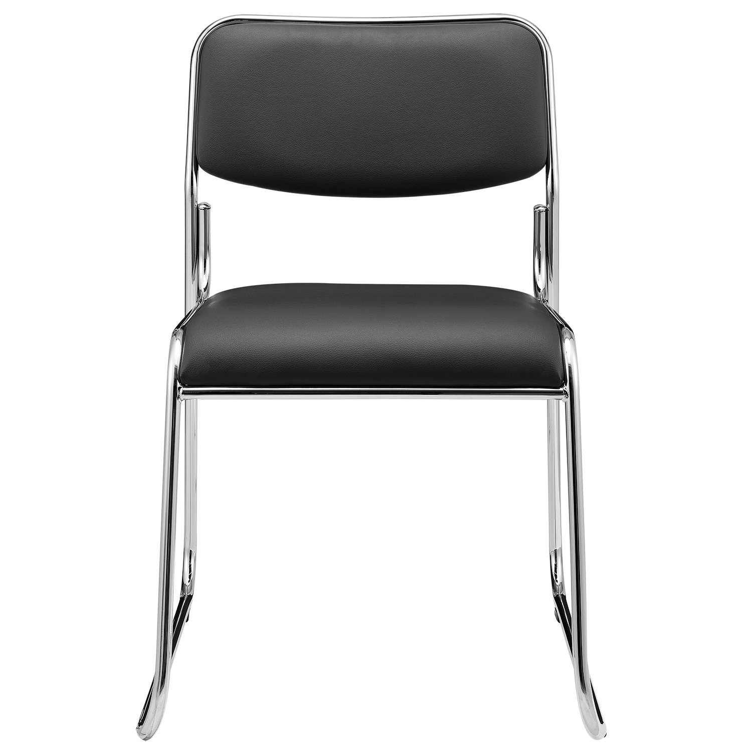 pro.tec Lot de 4 Chaises de Bureau Chaises de Conférence Sièges Empilables Confortables Peu Encombrant Bureau Salle de Réunion Espace de Réception Métal Similicuir Noir 51 x 77 x 55 cm