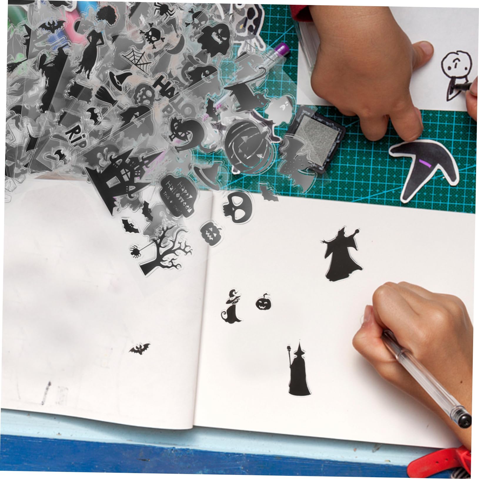 TEHAUX 40stücke Halloween Silikon Stempel Transparentes Zubehör Für Scrapbooking Handwerk Vielseitige Designs Für Kreative Projekte Wiederverwendbar Und Leicht Zu Reinigen
