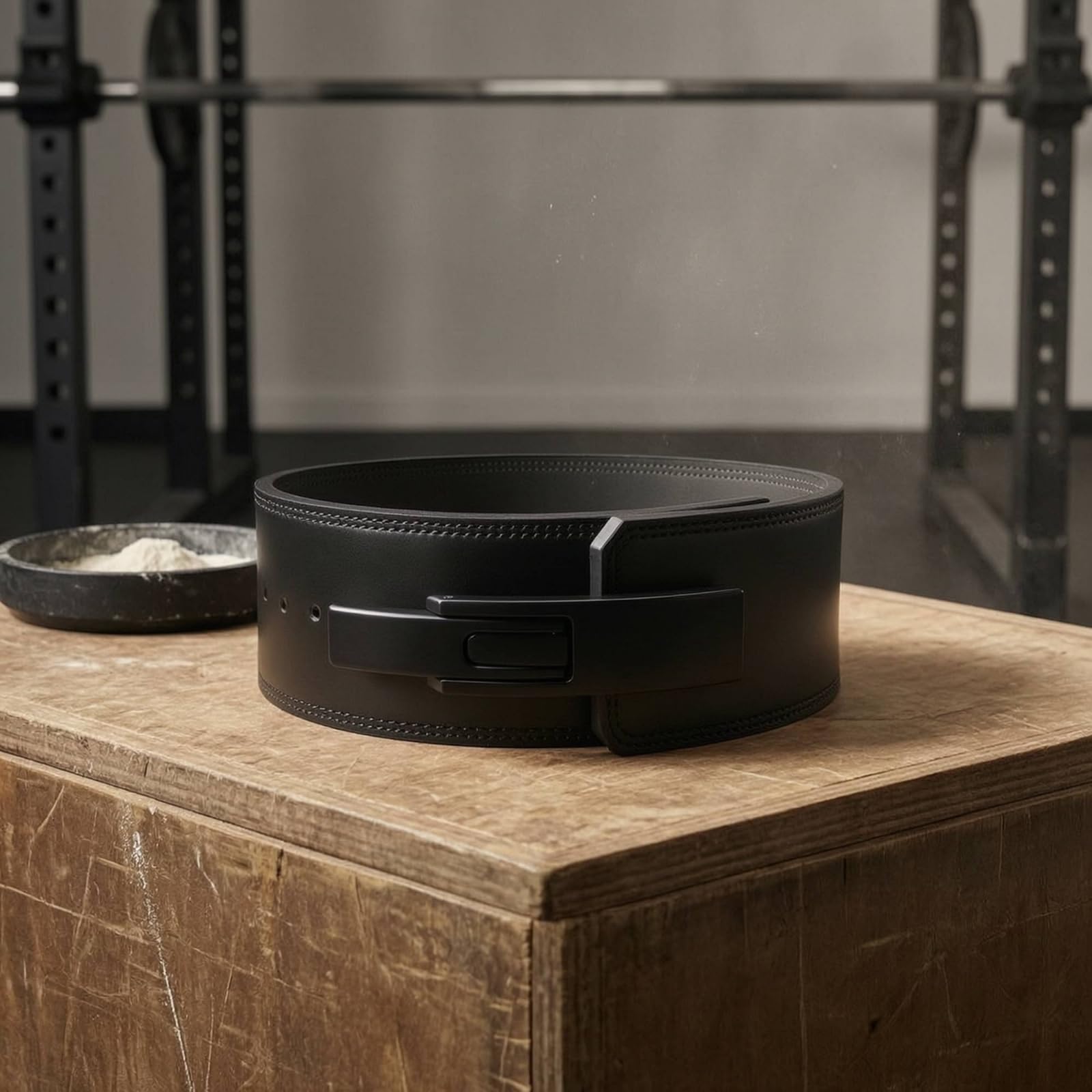 MERIGLARE Ceinture de Soutien Fitness Robuste à Boucle Métallique Rebord et Corps Surpiqués Ajustement Ergonomique Soutien pour Bas Du Dos Convient à l'Entrainement en Salle, Noir, PU