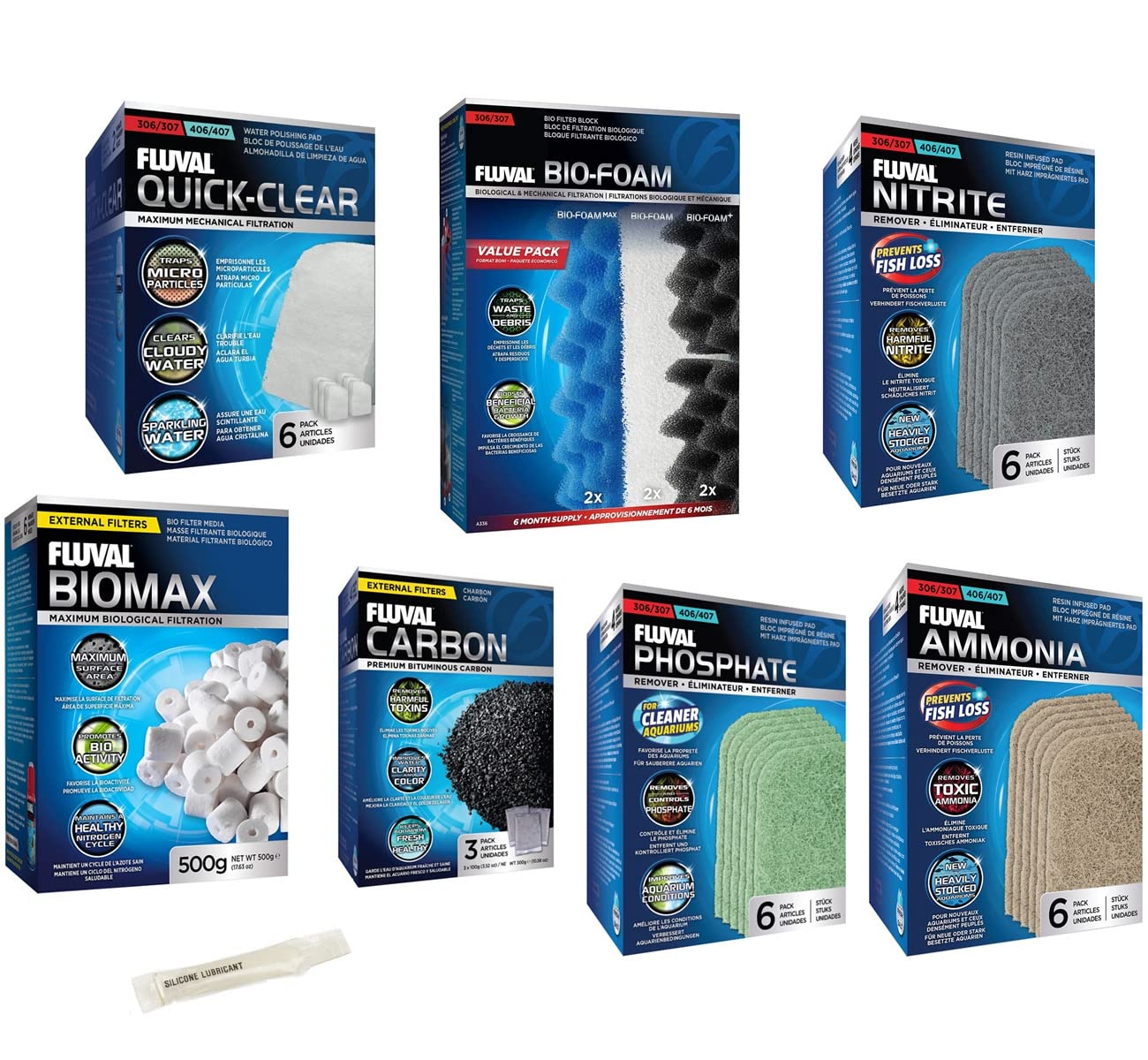 Inland Seas Fluval 306/307 Canister Filter Semi Annual Maintenance Kit Plus Bundle (8 Items)