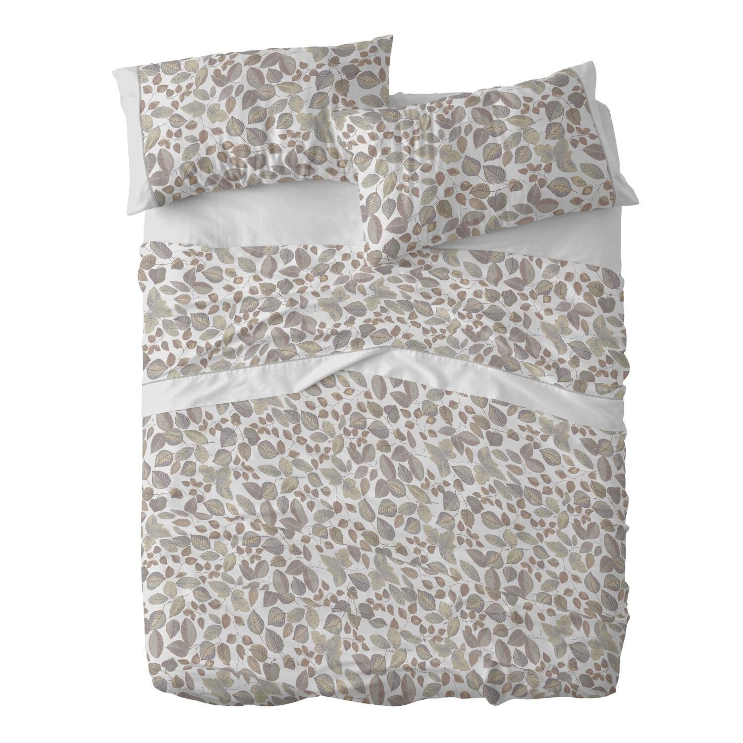 Burrito Blanco Juego de Sábanas 50% Algodón 50% Poliéster Cama 150-160 Gris | 4 Piezas: Bajera, Encimera y 2 Fundas | 144 Hilos | Tacto Suave | Larga Duración | Fácil Planchado | Apto Secadora