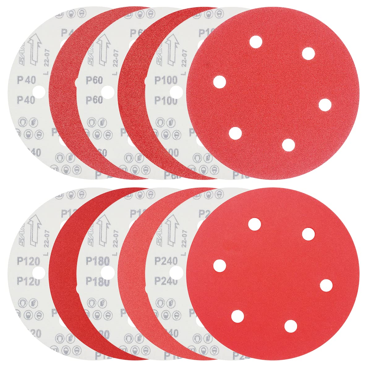 FEIHU 225mm Sanding Disc 40 Grit 10 Holes. Hook And Loop Discs, 9 Inch Sanding Pads For Drywall Sander Long Neck Sander (15 PCS
