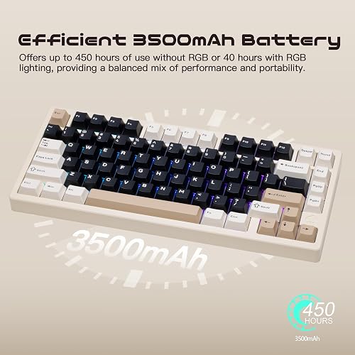 CutiePcs WOBKEY Rainy 75 Aluminum HMX Switch Mechanical Keyboard with Superior Acoustics, Wired, BT, 2.4G wireless Connectivity (Standard - White) - 7