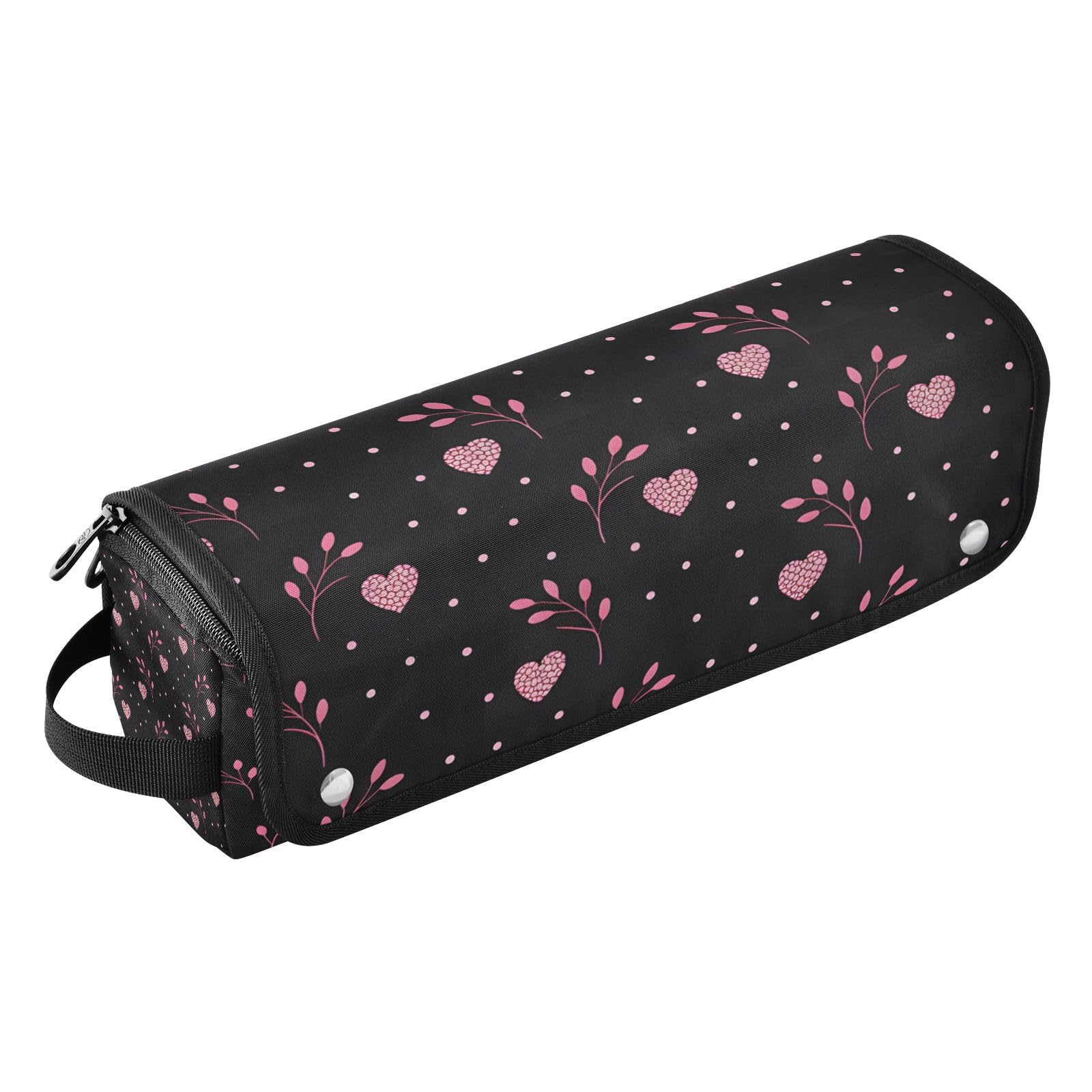 Heart Valentines Hair Tools Travel Bag Portable Hair Accessory Organizer with Heat Resistant Mat 2 in 1 Curling