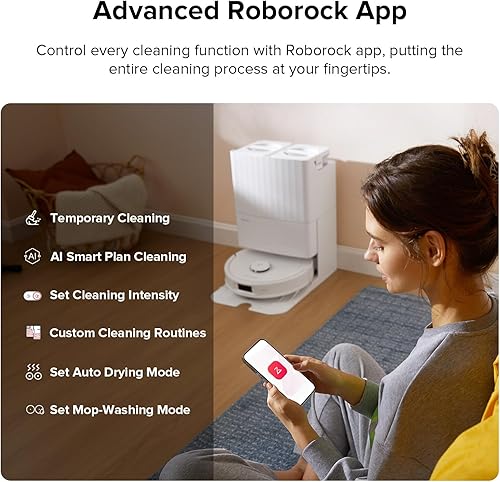 Miniatura 7 de roborock Qrevo Plus - Robot aspirador y trapeador con diseño FlexiArm, trapeador de bordes con vaciado automático, trapeador elevable de 0.394