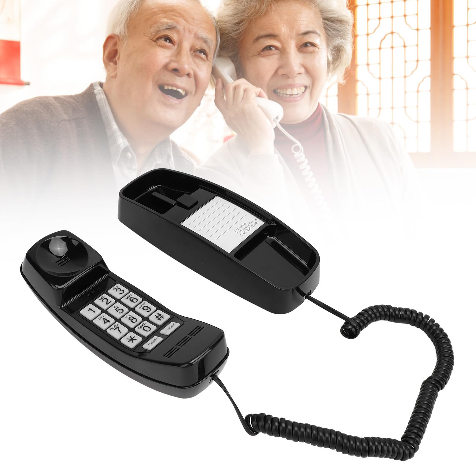 Telefono Fisso per Casa, Telefoni da Parete retrò per Linea Fissa, Telefono con Filo Montabile a Parete Pulsanti Grandi Controllo Volume Linea Fissa Vecchio Stile per Casa Cucina