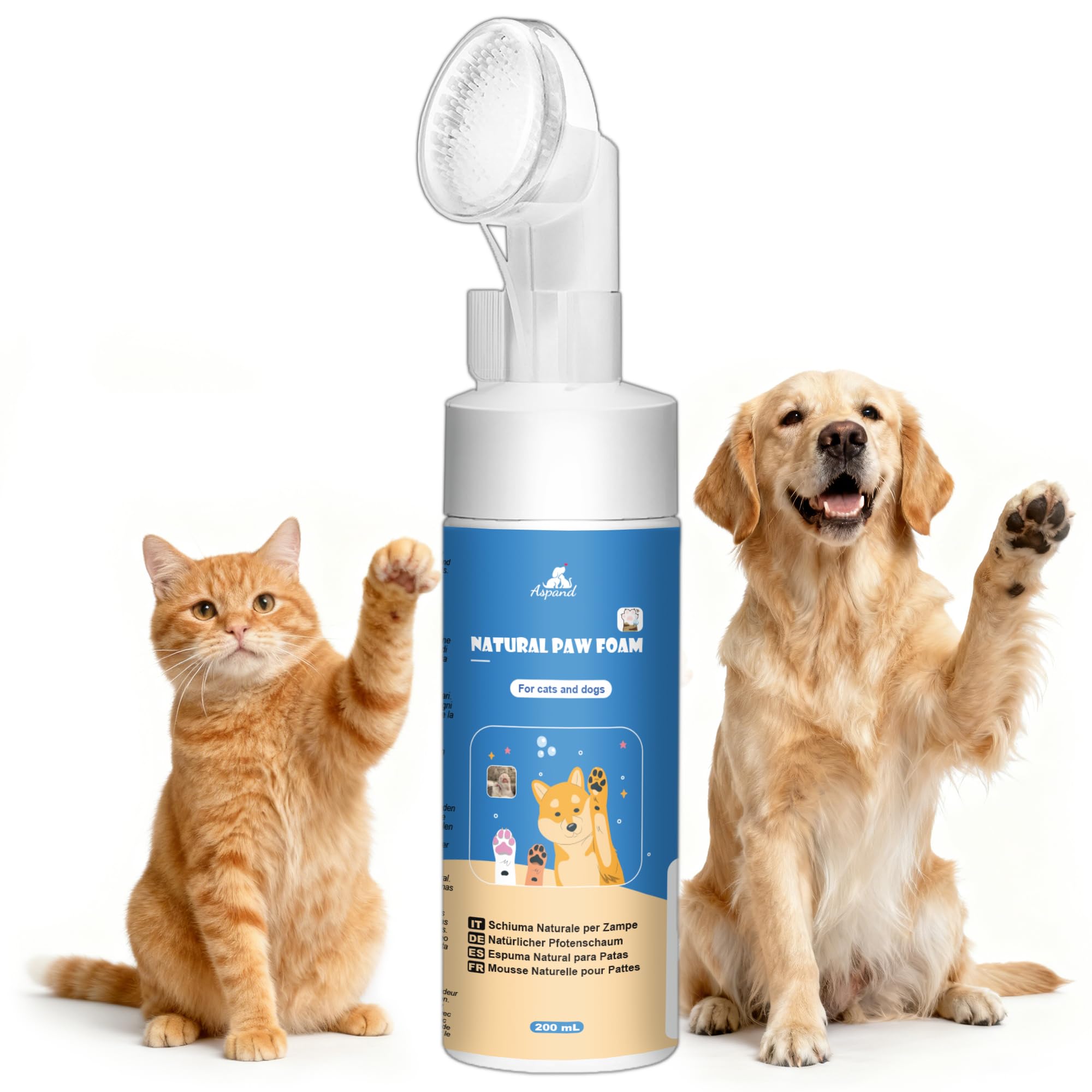 Paw Cleaner for Dogs and Cats No Rinse, 200 ml | Dog Paw Washer, Foot Cleaning Brush, Easy and Quick to Use, Gentle but Effective Cleaning