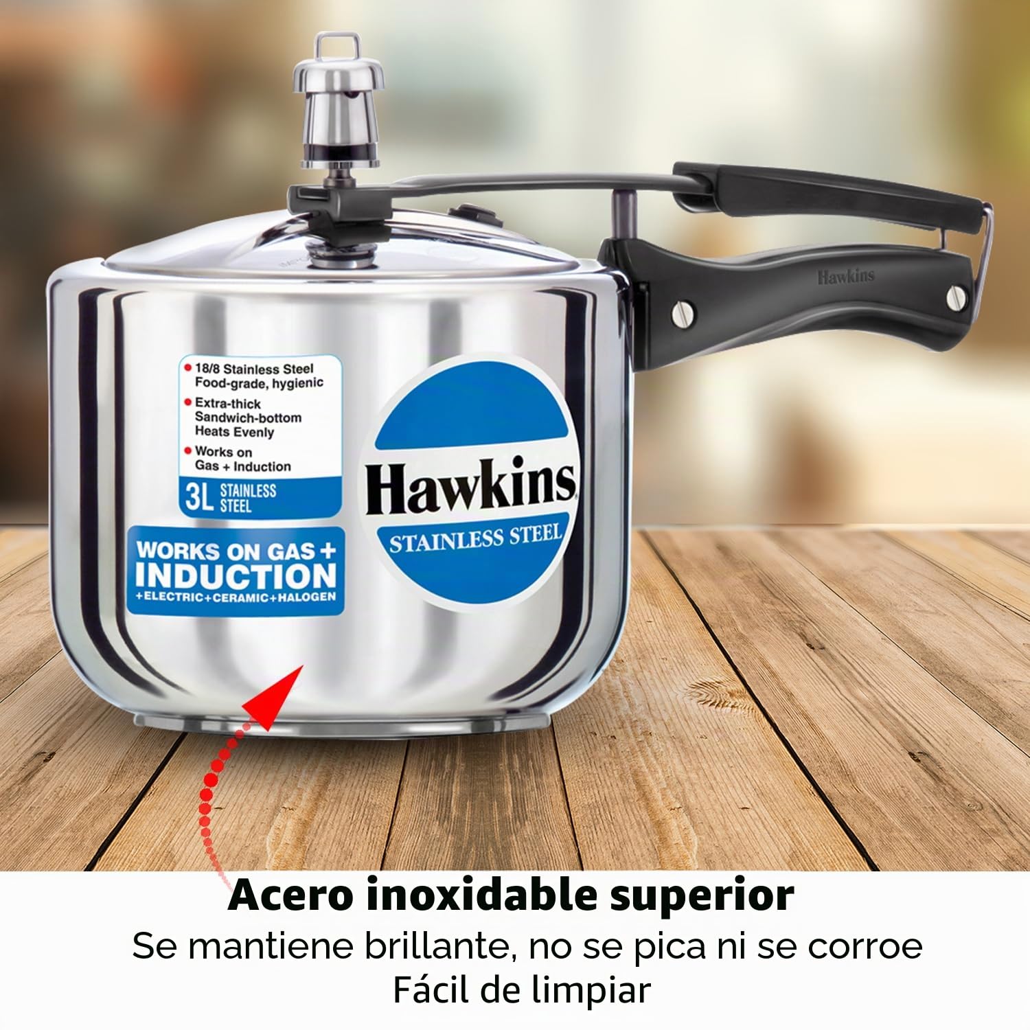 Hawkins Olla a presión de Acero Inoxidable Modelo B-33 3 L de Altura, pequeño, Plata