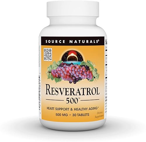 Source Naturals Resveratrol 550, Apoyo al Corazón y Envejecimiento Saludable*, 500 mg - 30 Tabletas