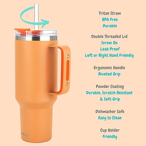 Miniatura 4 de Drinco BigSur - Vaso de 40 onzas y 30 onzas con asa, tapa con pajilla, taza de viaje de acero inoxidable aislada para agua fría y caliente, taza de