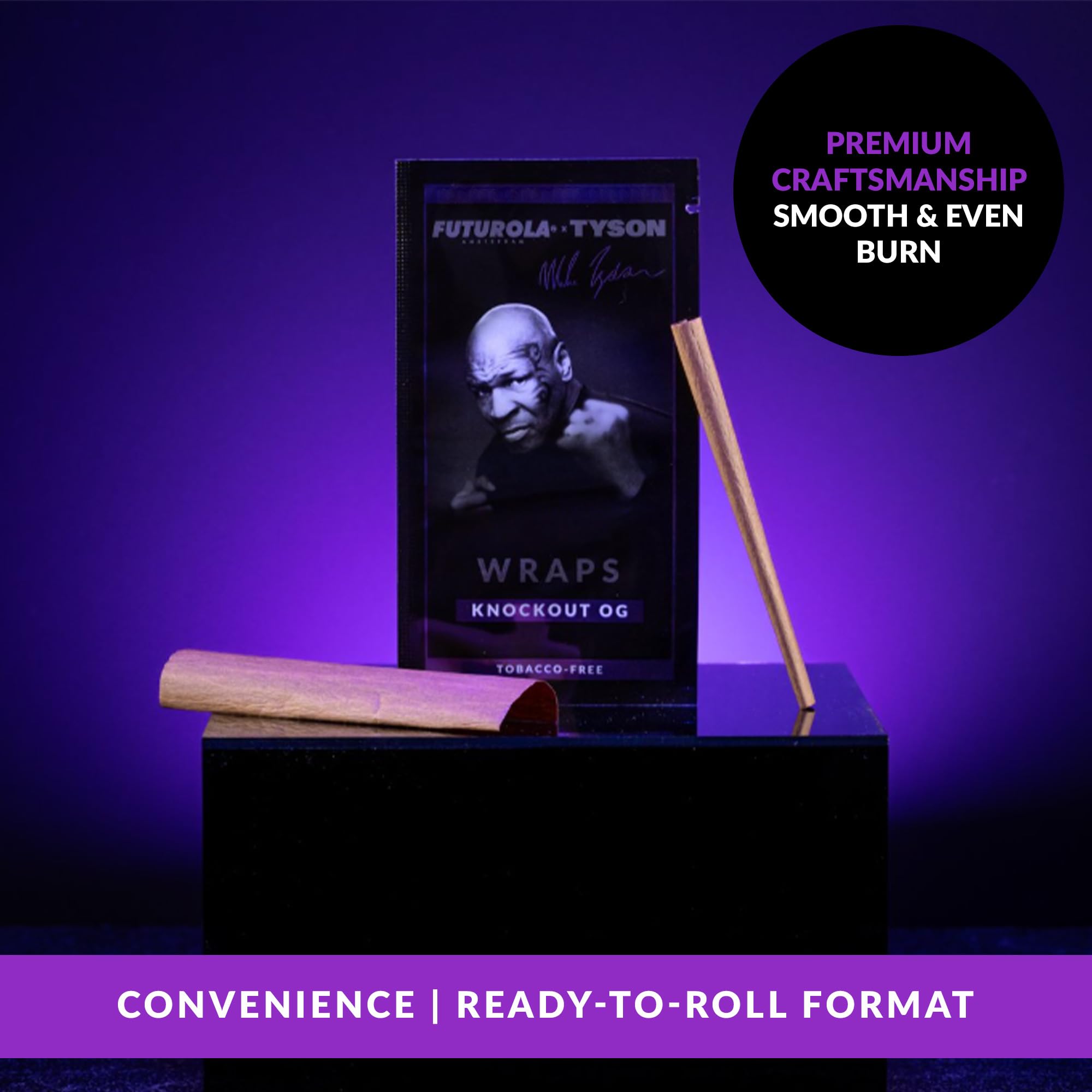 Amazon.com: Futurola x Mike Tyson Knockout OG Infused Wraps – 25 Tobacco-Free  Herbal Wraps