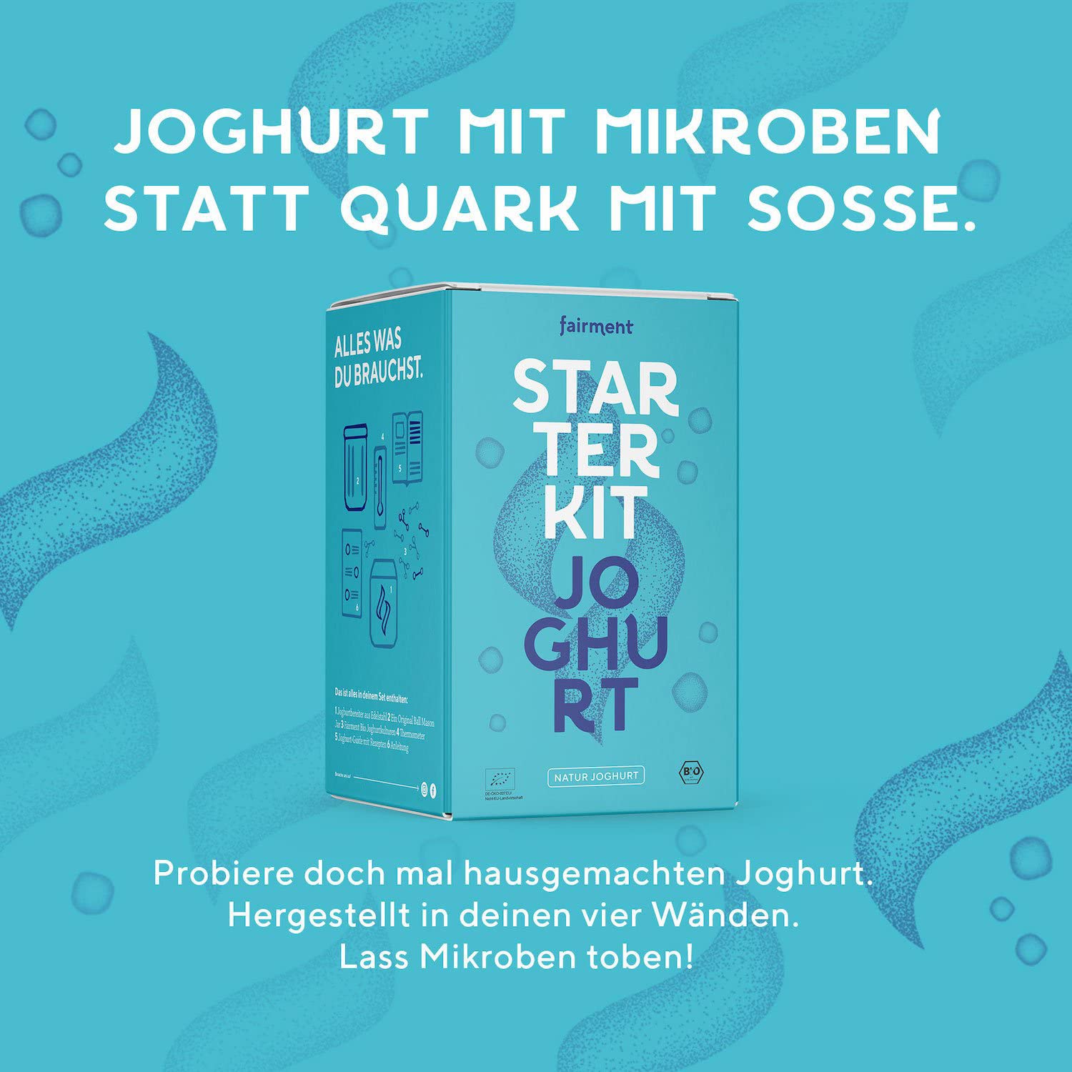 Fairment Joghurt Starterkit Bio Joghurtkulturen Edelstahl Joghurtbereiter