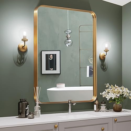 NicBex Espejo de tocador de baño de 42 x 32 pulgadas, espejo de pared con marco de aleación para tocador de baño, dormitorio, pasillo y decoración