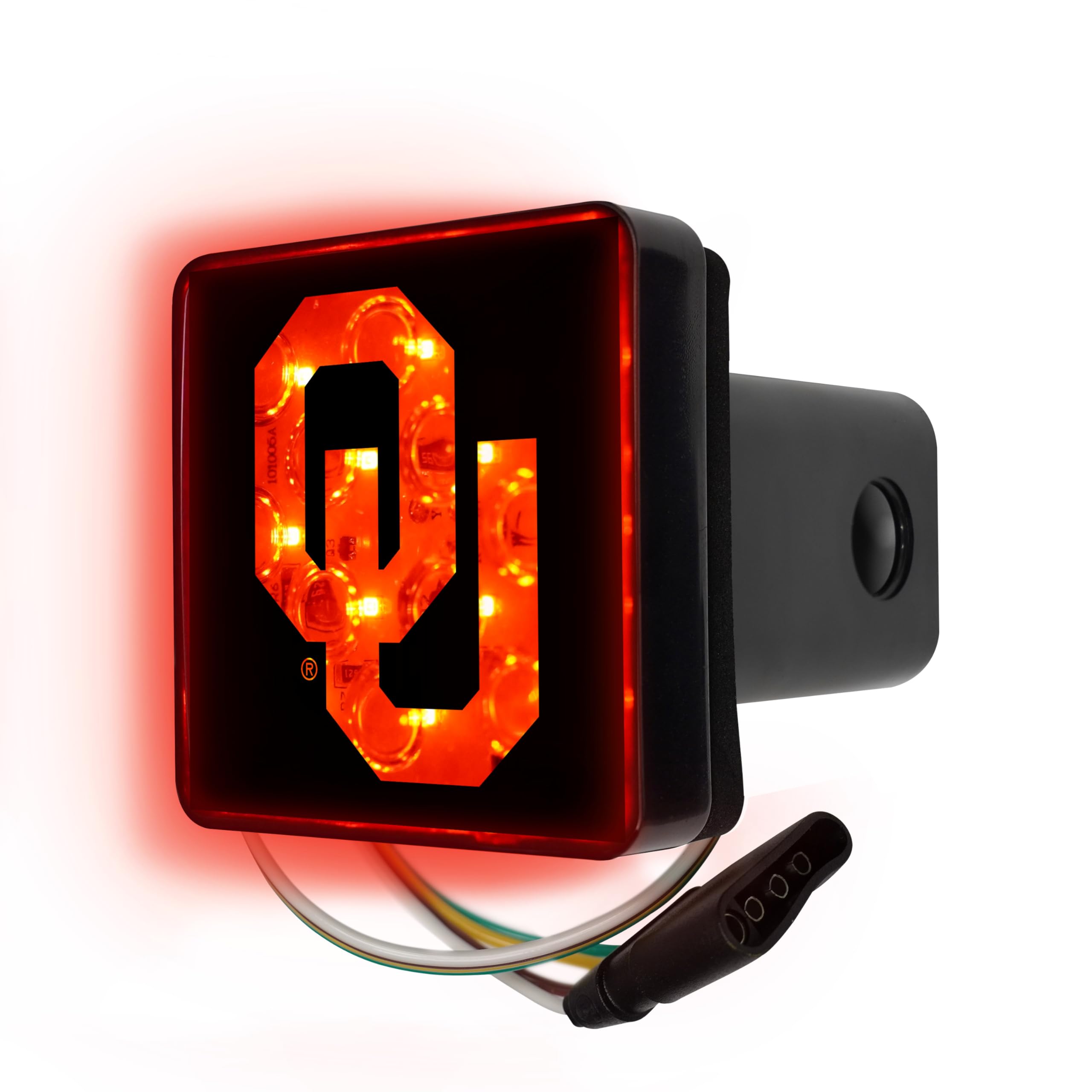 FANMATS University of Oklahoma Light Up Hitch Cover | Black | Fits All 2 in. Class III hitches | OU Primary Logo