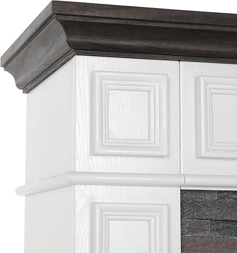 Miniatura 4 de LGHM Chimenea eléctrica de 44 pulgadas con chimenea, calentador de estufa de leña portátil independiente, efecto realista de llama bailarina 3D y