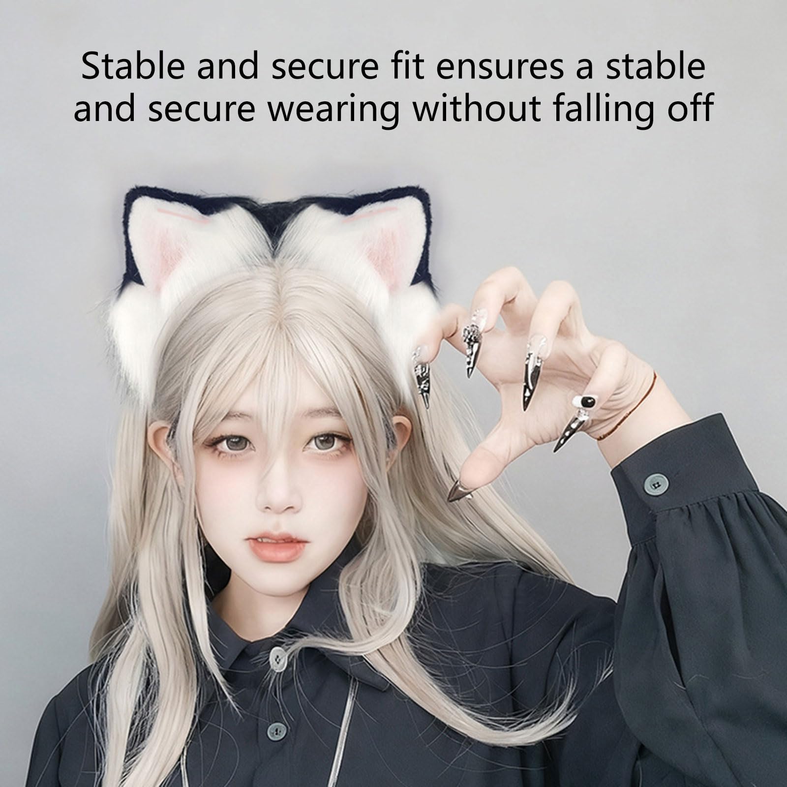 Fascia per capelli interattiva, con orecchie di gatto, regolabile, motorizzata, ricaricabile, per giochi di ruolo, leggera e animata