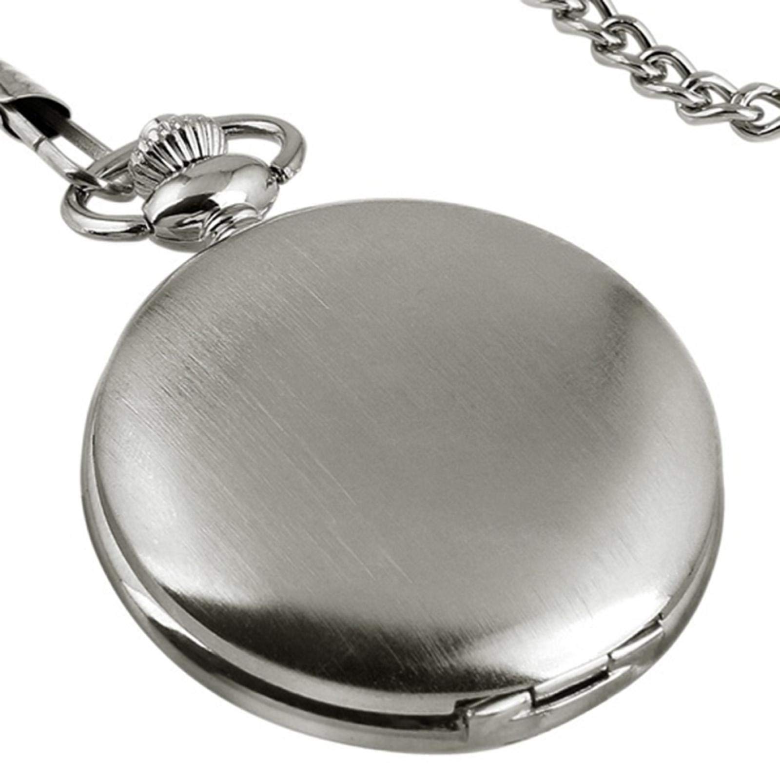 Relojes de Bolsillo, Reloj de Bolsillo clásico con Cadena Colgante Superficie Lisa(Silver)