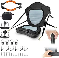 HLOGREE Assento de caiaque acolchoado com suporte para as costas, assentos de caiaque, almofada de assento para caiaque, assento acolchoado de caiaque com acessórios, assento de barco de pesca de canoa adequado para sentar no topo, oceano, emoção, vida inteira, percepção