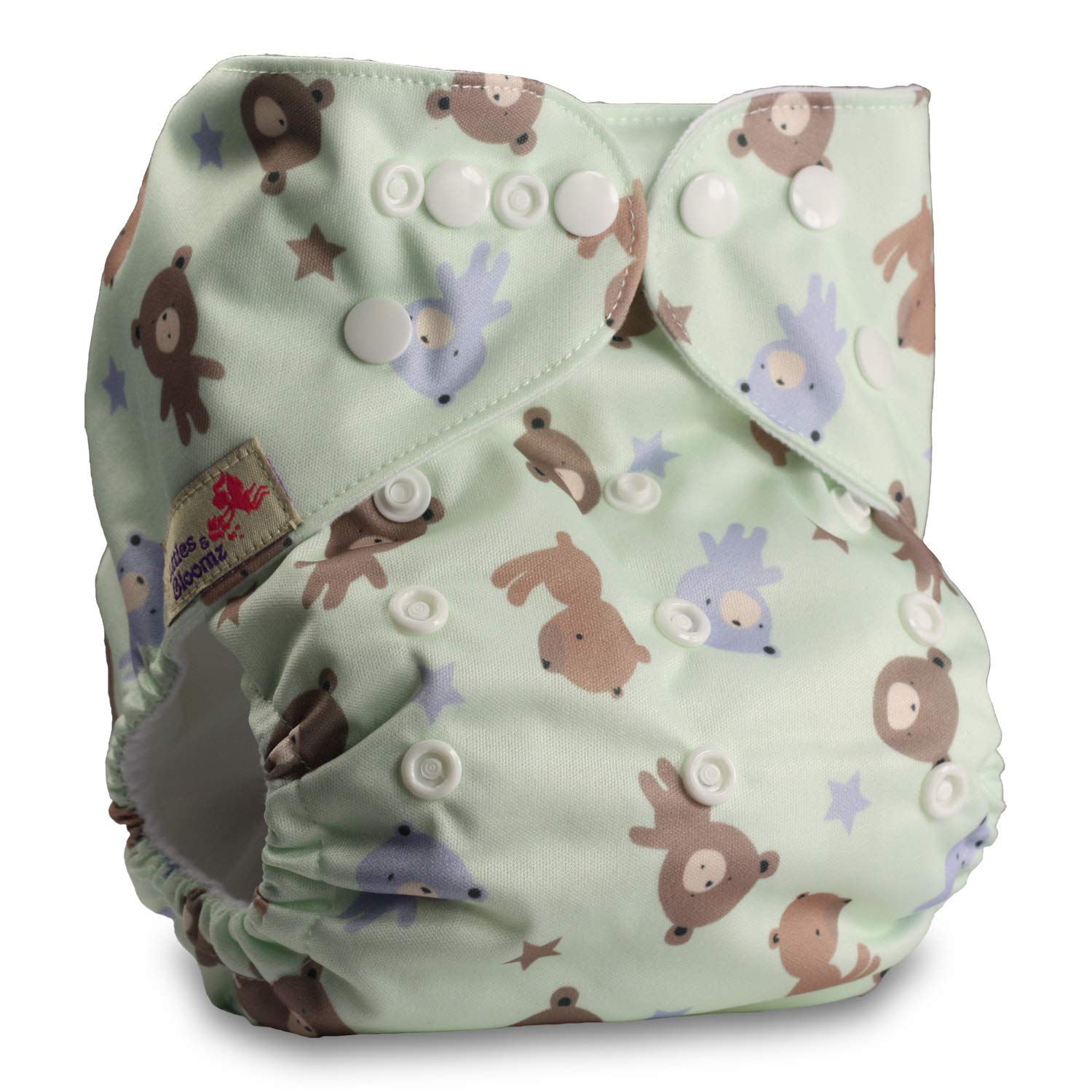 Littles & Bloomz, Reusable Pocket Cloth Nappy, Fastener: Popper, Set of 1, Pattern 89, with 1 Microfibre Insert