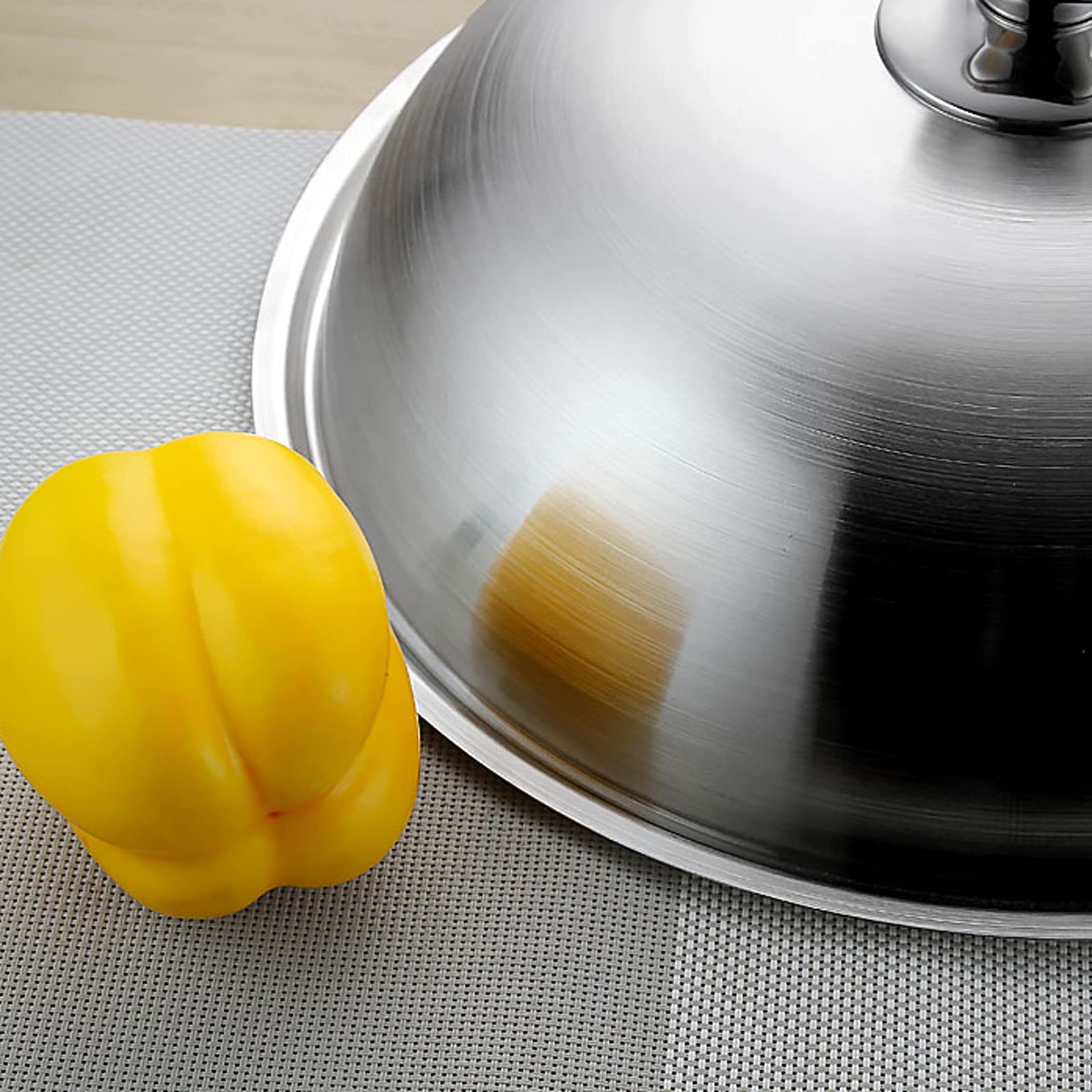 Coperchio spesso universale con manico in acciaio inox, coperchio ad arco alto, coperchio per pentole da cucina, per pentole da zuppa, padelle e wok coperchio in vetro (dimensioni: 32 cm)