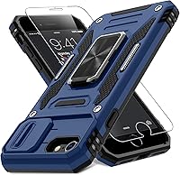 Vista 74 de DEERLAMN Funda para iPhone Air de 6.5 pulgadas con cubierta deslizante para cámara + protector de pantalla (2 paquetes), soporte de anillo giratorio