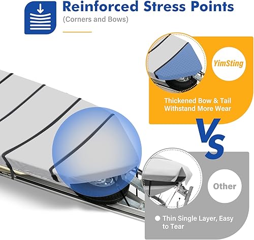 Miniatura 3 de Jon - Funda para barco de 14 pies, 600D resistente al agua, remolcable de 14 pies con cubierta de motor, lona de grado marino, color gris